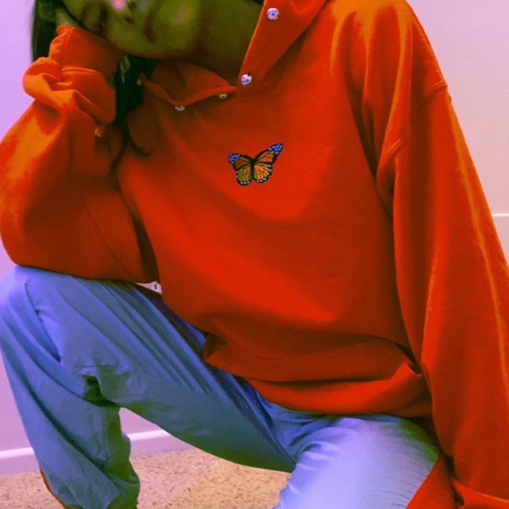 Custom Orange Butterfly Hoodie